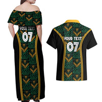 Jamaica Reggae Boyz Custom Couples Matching Off Shoulder Maxi Dress and Hawaiian Shirt Ethnic Motifs LT7 - Wonder Print Shop