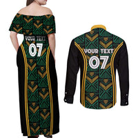 Jamaica Reggae Boyz Custom Couples Matching Off Shoulder Maxi Dress and Long Sleeve Button Shirt Ethnic Motifs LT7 - Wonder Print Shop