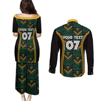 Jamaica Reggae Boyz Custom Couples Matching Puletasi and Long Sleeve Button Shirt Ethnic Motifs LT7 - Wonder Print Shop