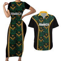 Jamaica Reggae Boyz Custom Couples Matching Short Sleeve Bodycon Dress and Hawaiian Shirt Ethnic Motifs LT7 - Wonder Print Shop