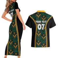 Jamaica Reggae Boyz Custom Couples Matching Short Sleeve Bodycon Dress and Hawaiian Shirt Ethnic Motifs LT7 - Wonder Print Shop