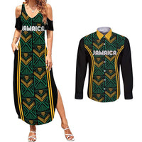 Jamaica Reggae Boyz Custom Couples Matching Summer Maxi Dress and Long Sleeve Button Shirt Ethnic Motifs LT7 - Wonder Print Shop