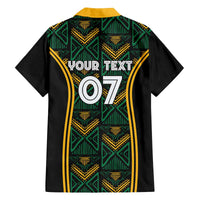 Jamaica Reggae Boyz Custom Family Matching Off The Shoulder Long Sleeve Dress and Hawaiian Shirt Ethnic Motifs - Wonder Print Shop