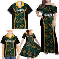 Jamaica Reggae Boyz Custom Family Matching Off Shoulder Maxi Dress and Hawaiian Shirt Ethnic Motifs LT7 - Wonder Print Shop