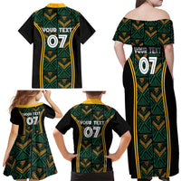 Jamaica Reggae Boyz Custom Family Matching Off Shoulder Maxi Dress and Hawaiian Shirt Ethnic Motifs LT7 - Wonder Print Shop
