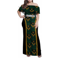 Jamaica Reggae Boyz Custom Family Matching Off Shoulder Maxi Dress and Hawaiian Shirt Ethnic Motifs LT7 - Wonder Print Shop