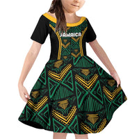 Jamaica Reggae Boyz Custom Family Matching Off Shoulder Short Dress and Hawaiian Shirt Ethnic Motifs LT7 - Wonder Print Shop