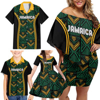 Jamaica Reggae Boyz Custom Family Matching Off Shoulder Short Dress and Hawaiian Shirt Ethnic Motifs LT7 - Wonder Print Shop