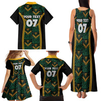 Jamaica Reggae Boyz Custom Family Matching Tank Maxi Dress and Hawaiian Shirt Ethnic Motifs - Wonder Print Shop