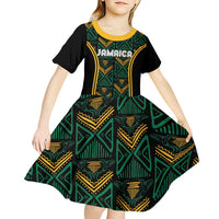 Jamaica Reggae Boyz Custom Kid Short Sleeve Dress Ethnic Motifs - Wonder Print Shop