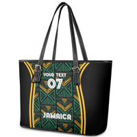 Jamaica Reggae Boyz Custom Leather Tote Bag Ethnic Motifs - Wonder Print Shop