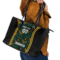Jamaica Reggae Boyz Custom Leather Tote Bag Ethnic Motifs - Wonder Print Shop