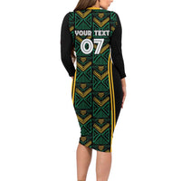 Jamaica Reggae Boyz Custom Long Sleeve Bodycon Dress Ethnic Motifs - Wonder Print Shop