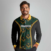 Jamaica Reggae Boyz Custom Long Sleeve Polo Shirt Ethnic Motifs - Wonder Print Shop