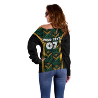 Jamaica Reggae Boyz Custom Off Shoulder Sweater Ethnic Motifs - Wonder Print Shop