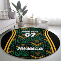 Jamaica Reggae Boyz Custom Round Carpet Ethnic Motifs