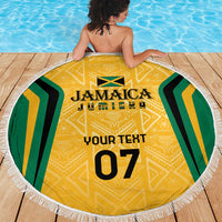 Jamaica Custom Beach Blanket Ethnic Motifs - Gold Accents LT7 - Wonder Print Shop