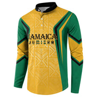 Jamaica Custom Button Sweatshirt Ethnic Motifs - Gold Accents LT7 - Wonder Print Shop