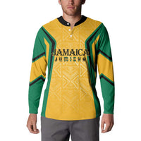 Jamaica Custom Button Sweatshirt Ethnic Motifs - Gold Accents LT7 - Wonder Print Shop