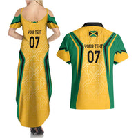 Jamaica Custom Couples Matching Summer Maxi Dress and Hawaiian Shirt Ethnic Motifs - Gold Accents LT7 - Wonder Print Shop