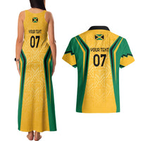 Jamaica Custom Couples Matching Tank Maxi Dress and Hawaiian Shirt Ethnic Motifs - Gold Accents LT7 - Wonder Print Shop
