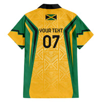 Jamaica Custom Family Matching Long Sleeve Bodycon Dress and Hawaiian Shirt Ethnic Motifs - Gold Accents LT7 - Wonder Print Shop