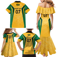 Jamaica Custom Family Matching Mermaid Dress and Hawaiian Shirt Ethnic Motifs - Gold Accents LT7 - Wonder Print Shop