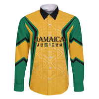 Jamaica Custom Family Matching Short Sleeve Bodycon Dress and Hawaiian Shirt Ethnic Motifs - Gold Accents - Wonder Print Shop