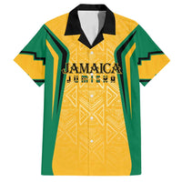 Jamaica Custom Family Matching Summer Maxi Dress and Hawaiian Shirt Ethnic Motifs - Gold Accents - Wonder Print Shop