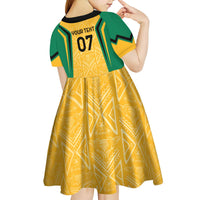 Jamaica Custom Kid Short Sleeve Dress Ethnic Motifs - Gold Accents - Wonder Print Shop