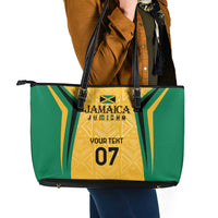 Jamaica Custom Leather Tote Bag Ethnic Motifs - Gold Accents - Wonder Print Shop