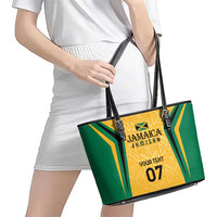 Jamaica Custom Leather Tote Bag Ethnic Motifs - Gold Accents - Wonder Print Shop