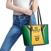 Jamaica Custom Leather Tote Bag Ethnic Motifs - Gold Accents - Wonder Print Shop