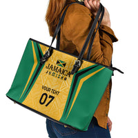 Jamaica Custom Leather Tote Bag Ethnic Motifs - Gold Accents - Wonder Print Shop