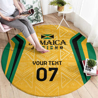 Jamaica Custom Round Carpet Ethnic Motifs - Gold Accents