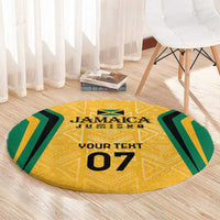 Jamaica Custom Round Carpet Ethnic Motifs - Gold Accents