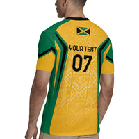 Jamaica Custom Rugby Jersey Ethnic Motifs - Gold Accents - Wonder Print Shop