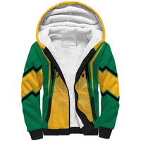 Jamaica Custom Sherpa Hoodie Ethnic Motifs - Gold Accents - Wonder Print Shop