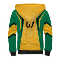 Jamaica Custom Sherpa Hoodie Ethnic Motifs - Gold Accents - Wonder Print Shop