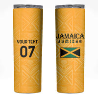 Jamaica Custom Skinny Tumbler Ethnic Motifs - Gold Accents - Wonder Print Shop