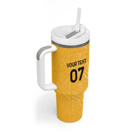 Jamaica Custom Tumbler With Handle Ethnic Motifs - Gold Accents - Wonder Print Shop
