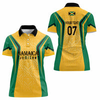 Jamaica Custom Women Polo Shirt Ethnic Motifs - Gold Accents - Wonder Print Shop