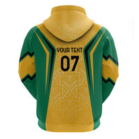 Jamaica Custom Zip Hoodie Ethnic Motifs - Gold Accents - Wonder Print Shop