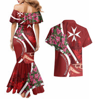 Inħobbok Malta Couples Matching Mermaid Dress and Hawaiian Shirt Bougainville and Luzzu