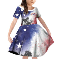 USA Ice Hockey Custom Family Matching Off Shoulder Short Dress and Hawaiian Shirt Splash Art Abstract Style