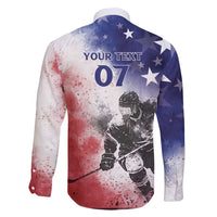 USA Ice Hockey Custom Family Matching Off Shoulder Short Dress and Hawaiian Shirt Splash Art Abstract Style