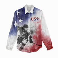 USA Ice Hockey Custom Women Casual Shirt Splash Art Abstract Style