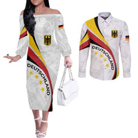 Germany Personalized Couples Matching Off The Shoulder Long Sleeve Dress and Long Sleeve Button Shirt 2025 Nationalelf - GO Deutschland