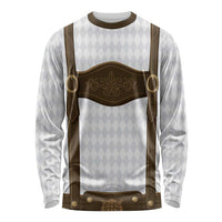 Germany Trachten Lederhose Inspired Long Sleeve Shirt Washed Brown