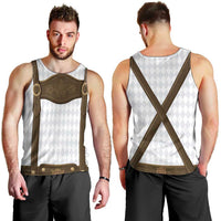 Germany Trachten Lederhose Inspired Men Tank Top Washed Brown